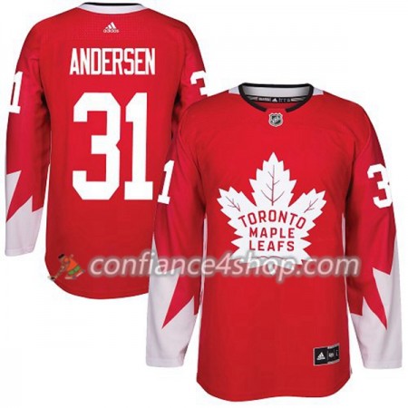 Adidas Maillot de Hockey Toronto Maple Leafs Frederik Andersen 31 2017-2018 Rouge Alternate Authentic - Homme